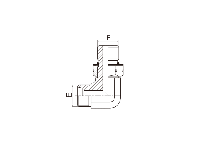 Hydraulic DIN Fittings 1CO9-OG/1DO9-OG 90° ELBOW UN UNF THREAD ADJUSTABLE STUD ENDS WITH O-RING SEALING