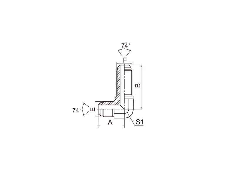 HYDRAULIC 6J9 90° JIC MALE 74° CONE BULKHEAD
