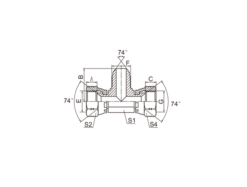 HYDRAULIC EJ JIC FEMALE/JIC MALE/JIC FEMALE