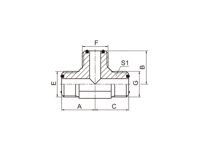 HYDRAULIC AF ORFS MALE O-RING TEE