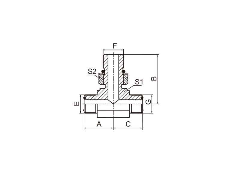 HYDRAULIC  AFOF-OG ORFS MALE O-RING / SAE O-RING BOSS S- SERIES ISO 11926-2 BRANCH TEE