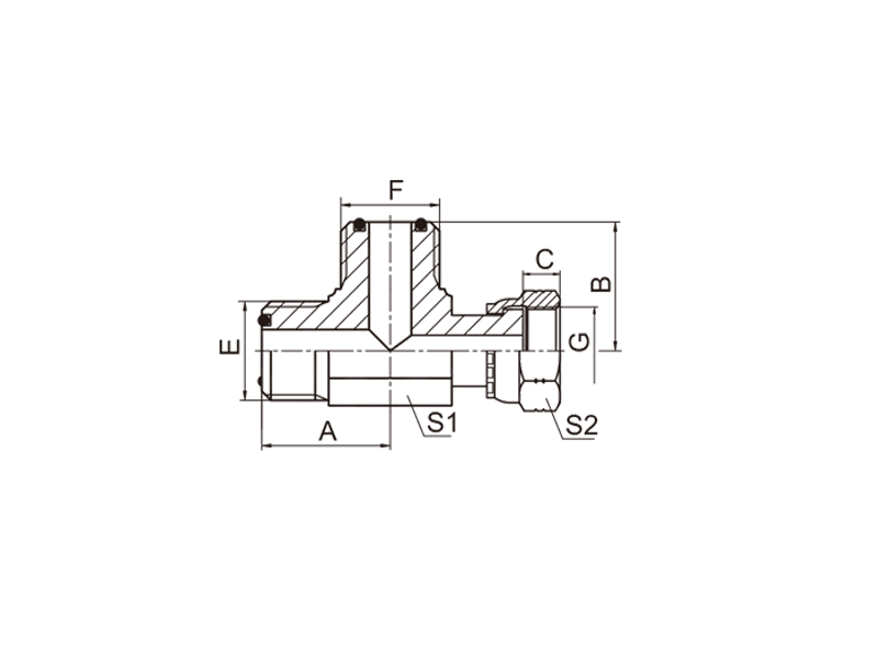 HYDRAULIC CF ORFS MALE O-RING / ORFS FEMALE RUN TEE