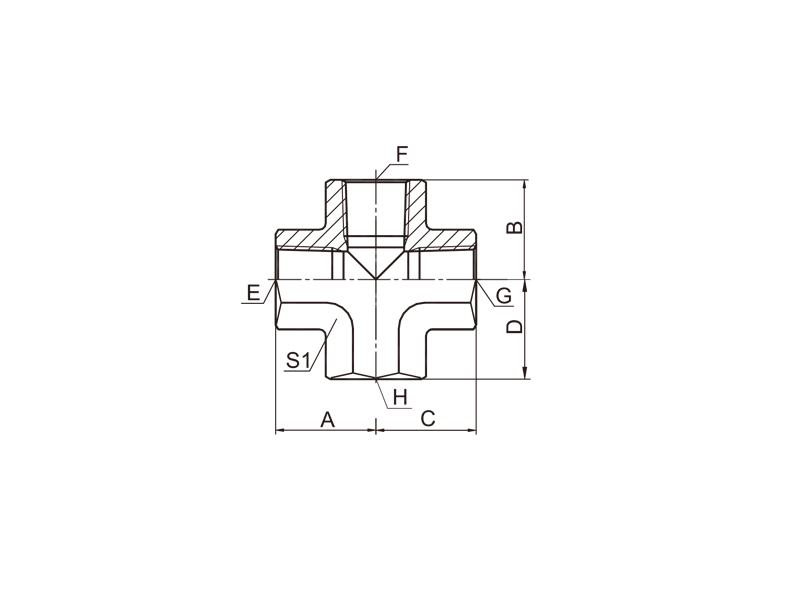HYDRAULIC  ZN NPT FEMALE CROSS