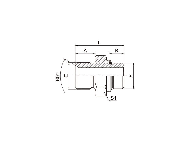 HYDRAULIC ADAPTORS BSP MALE DOUBLE USE FOR 60° BONDED SEAL/METRIC MALE L-SERIES 1BH
