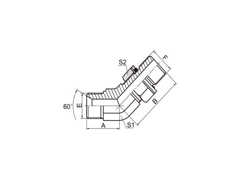 HYDRAULIC ELBOW BSP MALE 60° SEAT / METRIC MALE L-SERIES 1BH4-OG