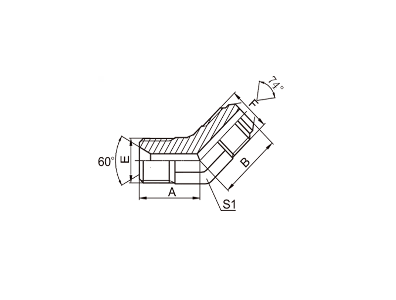 HYDRAULIC 1BJ4 45° BSP MALE 60° SEAT/ JIC MALE 74° CONE