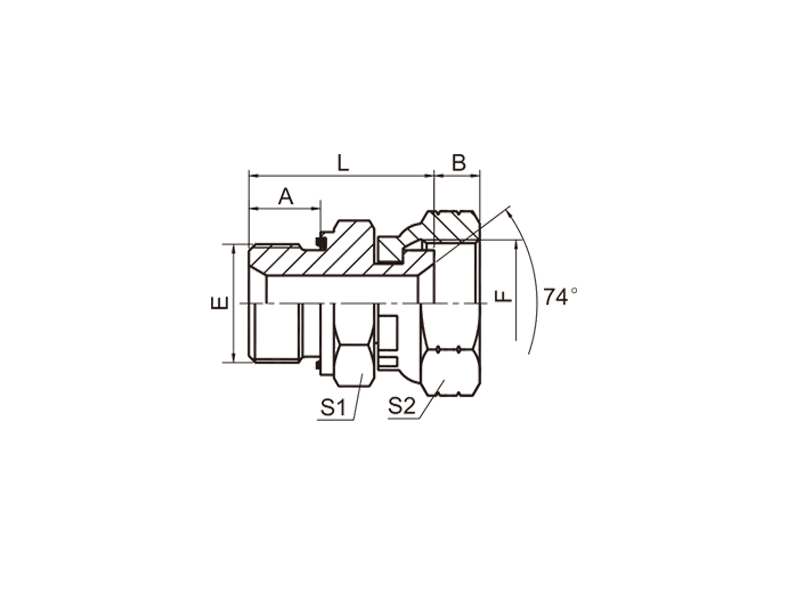 HYDRAULIC 2BJ-WD BSP MALE CAPTIVE SEAL / JIC FEMALE 74° SEAT