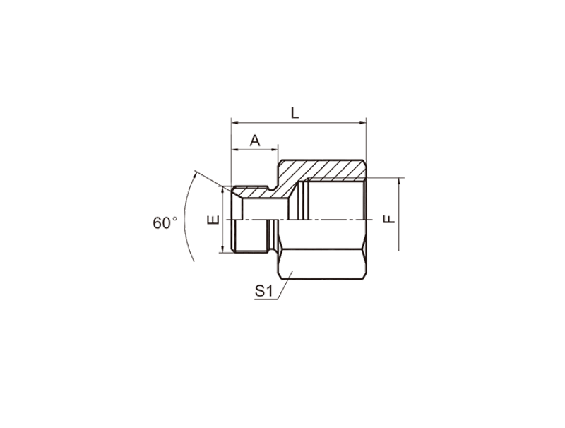 HYDRAULIC 5B BSP MALE DOUBLE USE FOR 60°CONE SEAT OR BONDED SEAL / BSP FEMALE ISO 1179