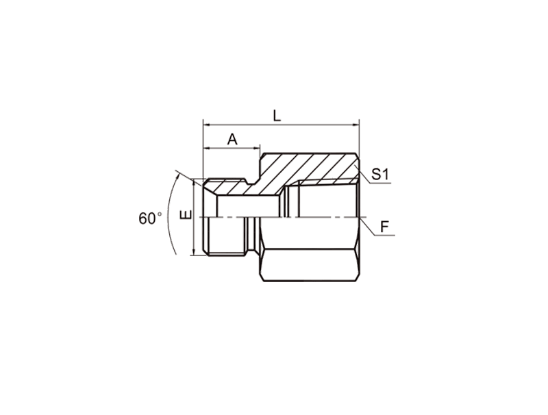 HYDRAULIC  5BN BSP MALE DOUBLE USE FOR 60° CONE SEAT OR BONDED SEAL / NPT FEMALE