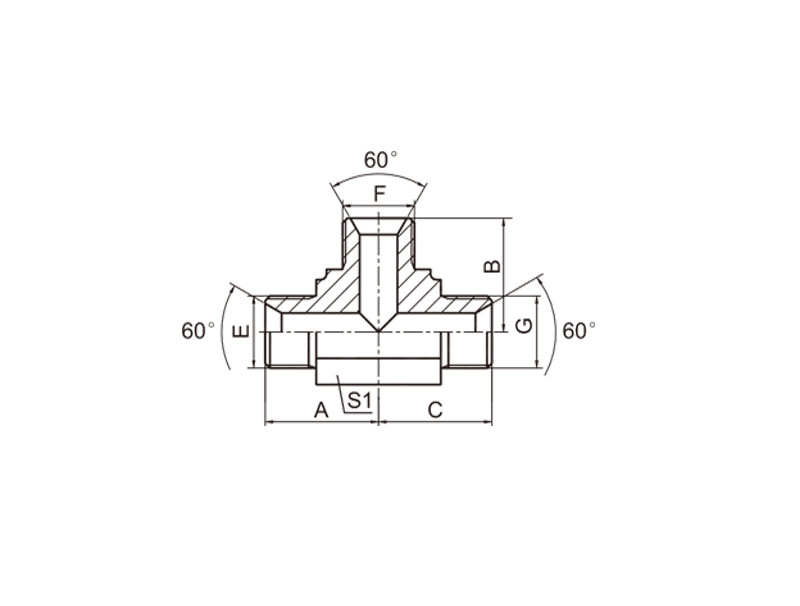 HYDRAULIC AB BSP MALE 60°SEAT TEE