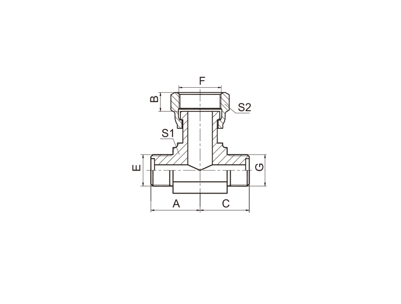 HYDRAULIC  BE METRIC MALE O-RING / METRIC FEMALE BRANCH TEE