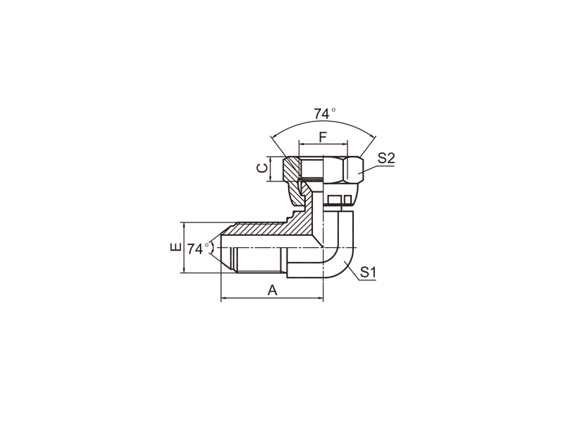 HYDRAULIC 2Q9 METRIC MALE 74°CONE / METRIC FEMALE 74°SEAT