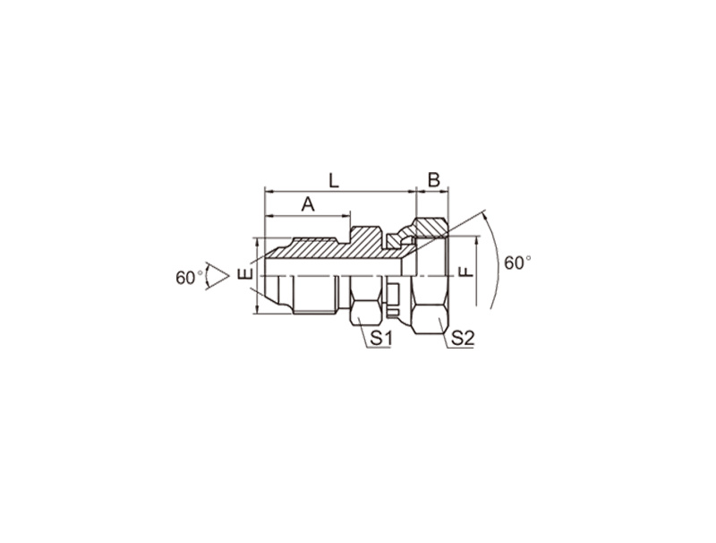 HYDRAULIC 2K 60°METRIC MALE/60°METRIC FEMALE