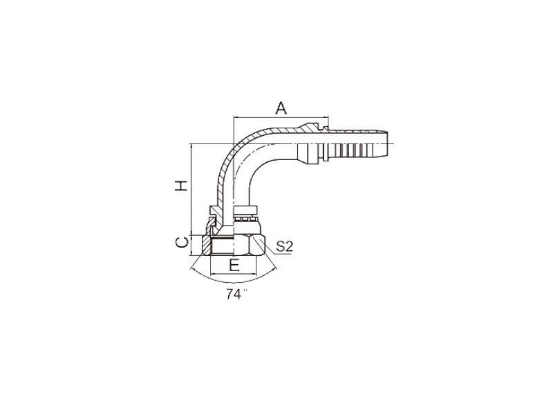 HYDRAULIC 20791 90°GB METRIC FEMALE 74° CONE SEAT
