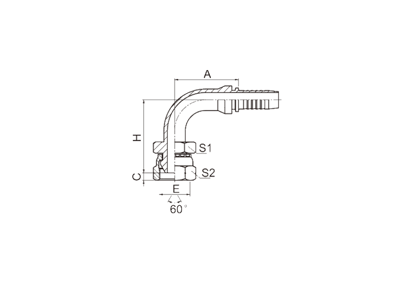 HYDRAULIC 22691D 90°BSP FEMALE 60°CONE DOUBLE HEXAGON