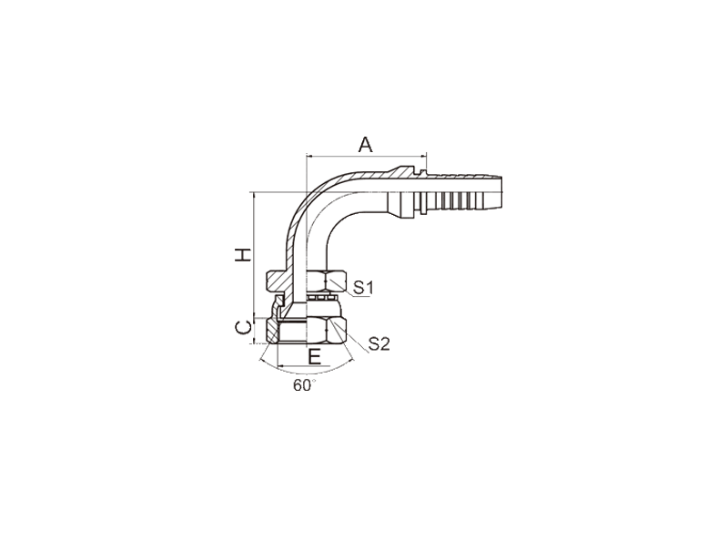 HYDRAULIC 29691 90°JIS GAS FEMALE 60°CONE SEAT (JIS B8363)