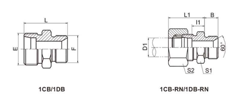 Hydraulic DIN Fittings 1CB/1DB 1CB/1DB dimensional drawing